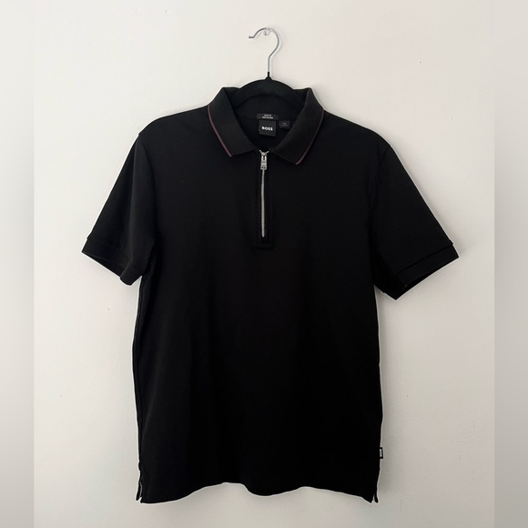Hugo Boss Black Polo Shirt Mercerized Slim Fit Zip up - Picture 5 of 8